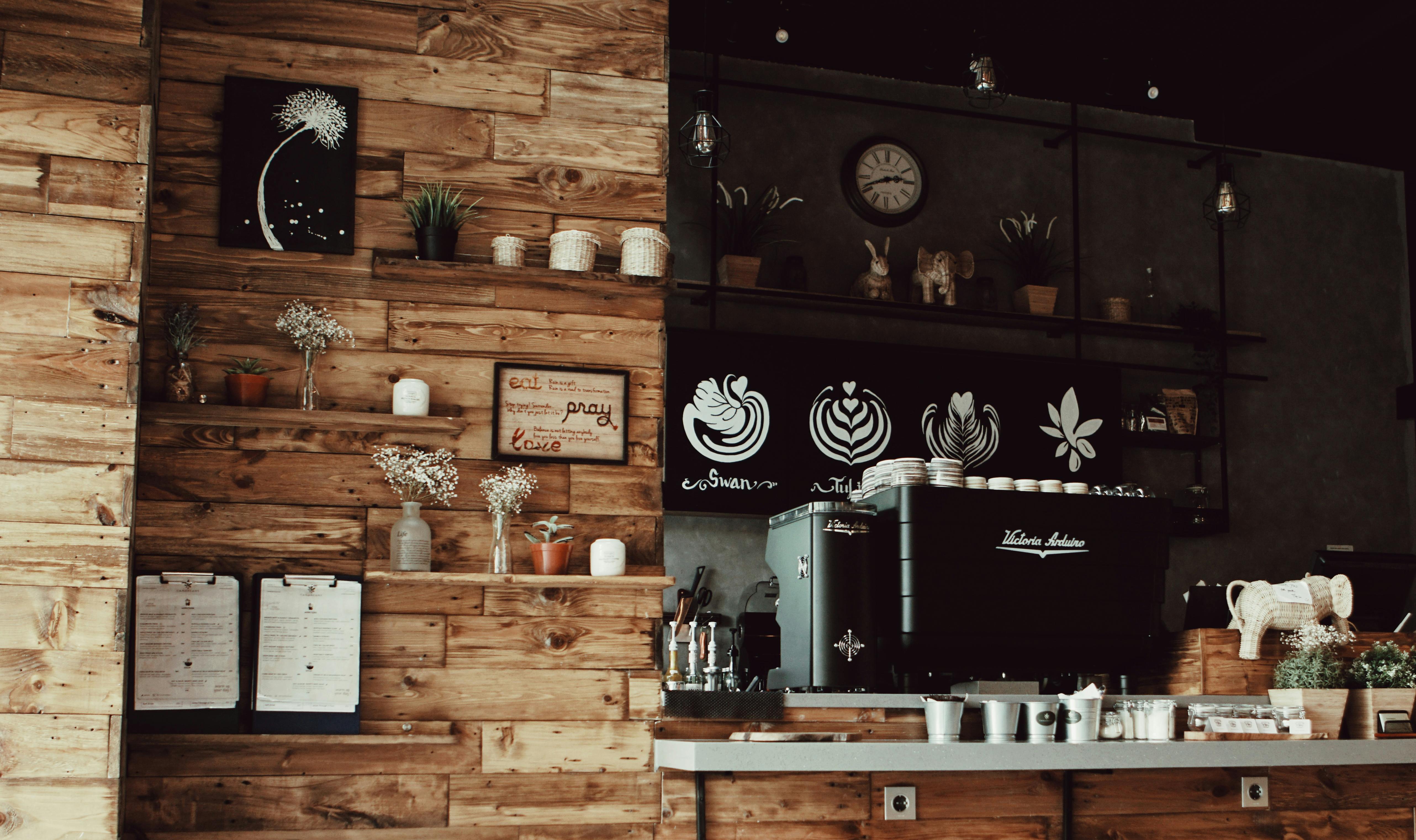 Rustic coffee shop interior